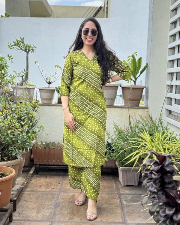 Saanvi - Green Bandhani Co-ord Set